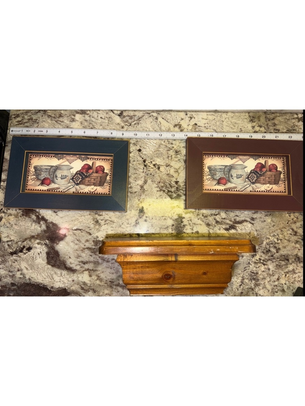 Cottagecore Decor Set of 2 Framed Kitchen Prints and A Trinket Shelf Hidden